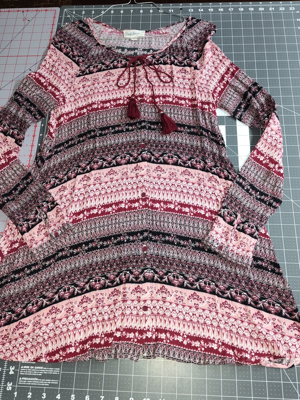 Cloud Chaser Pink, Burgundy, and Black Patterned Boho Tunic/Dress